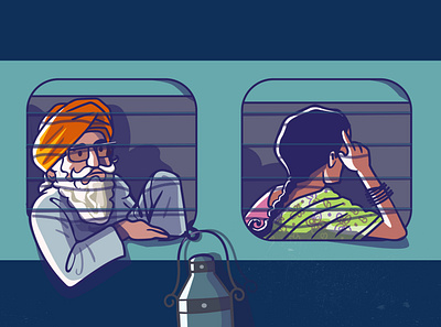 Railway chronicles - shot 4 creative india people railway satishgangaiah simple train travel vector visual design