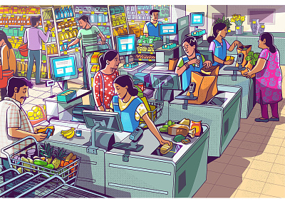 supermarket graphic design groceries illustration supermarket vector