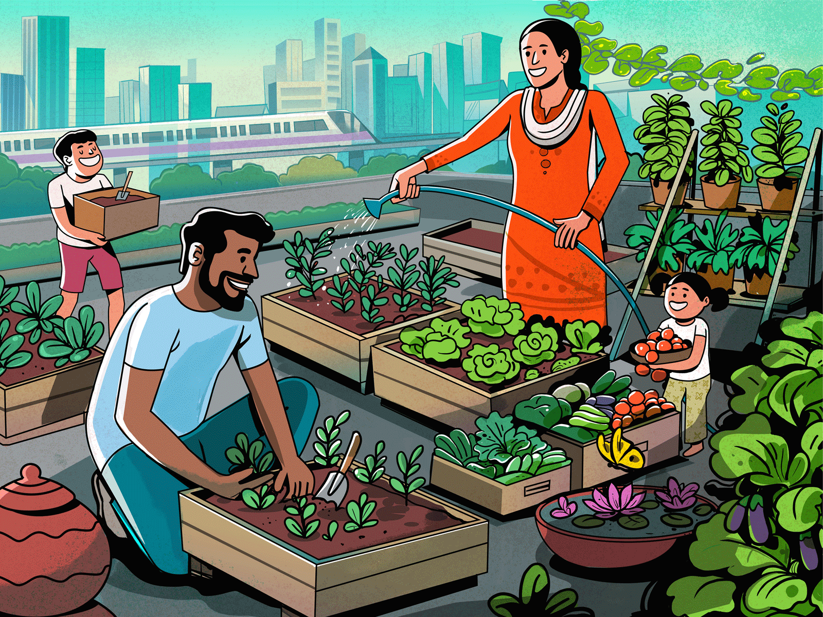Urban Farming branding design eco expression farming illustration india logo metro satishgangaiah ui urban farming vector
