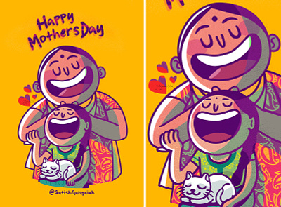 Happy mothers day daughter happy illustration india indiaillustrations love mothersday satishgangaiah