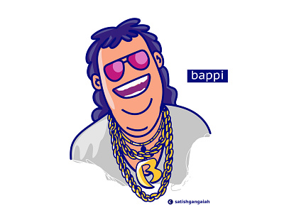 Bappi artwork bappi bollywood expression illustration satishgangaiah vector