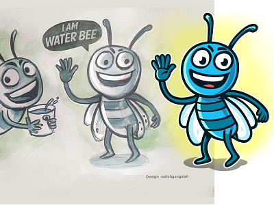 water bee- Mascot design brand agency branding illustration mascot stickers ui vector