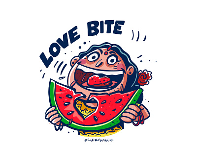 Love Bite expression illustration india love satishgangaiah typography vector