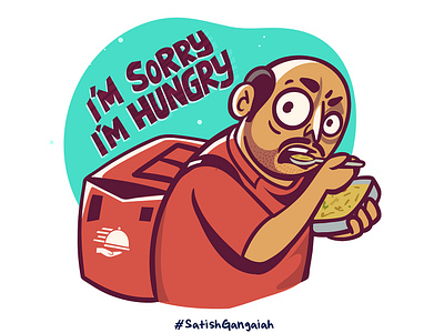 I'm Sorry, I'm Hungry chat chatapp delivery delivery service food illustration india mascot sad sorry sticker vector