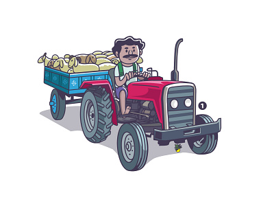 indian farmer- tractor expression farmer illustration india indian persona product satishgangaiah tractor ui uiux vector