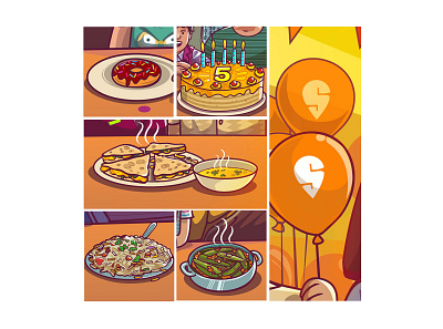 swiggy ad illustration_food celebration food foodmenu indianfood swiggy