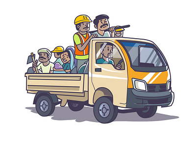 India product UI UX, persona 2 expression illustration india persona truck van workers