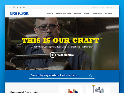 BrassCraft Redesign design homepage plumbing parts website