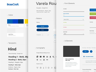 BrassCraft UI Style Guide brand elements branding color palette icons manufacturing parts plumbing style guide ui user interface