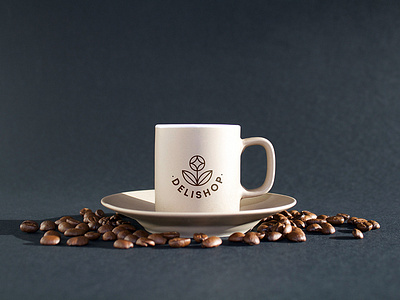 Delishop Branding - coffee cup branding coffee deli food healthy logo shop