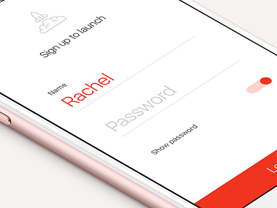 iOS App Sign Up Screen forms ios iphone iphone app minimal red register form sign up form simple swiss typography white