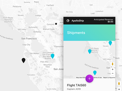 Apollo Ship Mobile blue flight google maps maps modern purple shipping