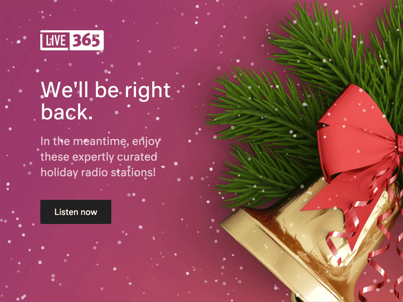 Live365 Christmas Landing Page Header animated canvas christmas gif gold green header purple red snow snowflakes
