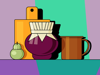 Still life fruit illustration still life tableware vector