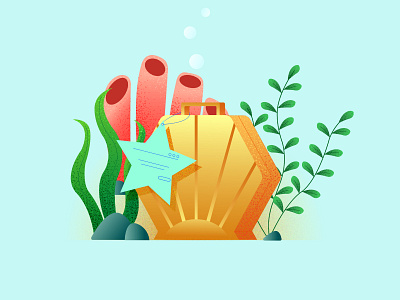 Suitcase illustration sea seaweed suitcase vector