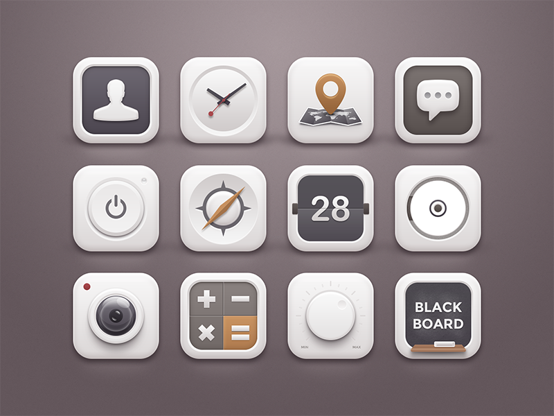 White Winter Icons ui icons clean minimal smooth white winter volume blackboard button power soft