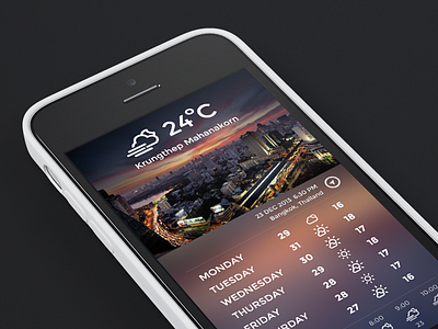 UI Weather app bangkok cold cool iphone5c krungthep landscape mahanakorn thailand ui weather white