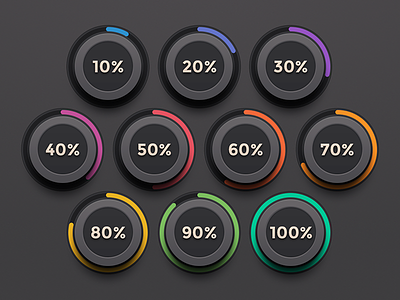 Now Loading button circle colour dimension level loaing palette percent rainbow rating ui volume