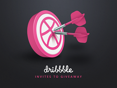 Dribbble Invites Giveaway darts dribbble dribbble invites giveaway goal illustration invitation invite pink shoot sunbzy target