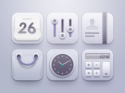 Clean Icons calculator calendar clean clock diary icon minimal paper bag smooth ui user interface volume