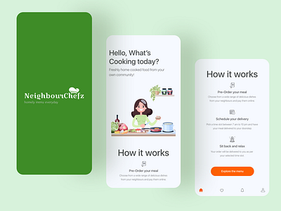 Neghbour chef food app food delivery app mockup visual design