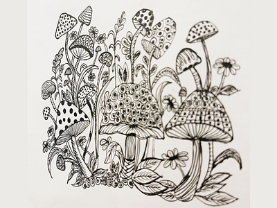 wild mushroom art design doodle graphic design illustration