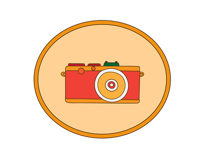 An oval logo with a multicoloured camera camera icon logo camera logo for photographer logo for photography logo in a cartoon style multicolored logo photo photograph photographer symbol camera