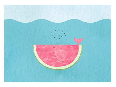 Sea Melon illustration illustrator melon sea water watercolors watermelon whale