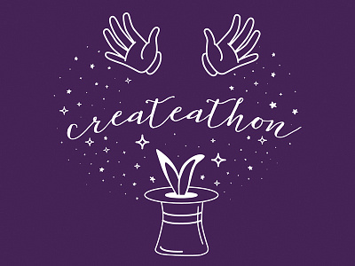 Createathon Tshirt Design bunny create magic magician purple sparkles