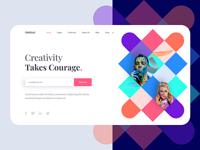Online Art Gallery Landing Page app art clean colorful creative gallery illustration template ui vector web