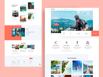 Travel Landing Page banner booking booking app branding creative design hotel template tour travel typography