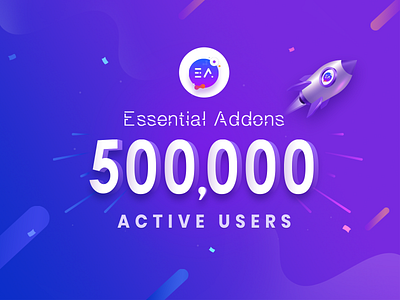 Essential Addons Hits 500,000+ Active Users banner branding creative gradient illustration plugin webdesign wordpress