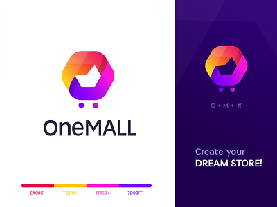 OneMall eCommerce Logo Design app branding creative illustration illustrator vector webdesign