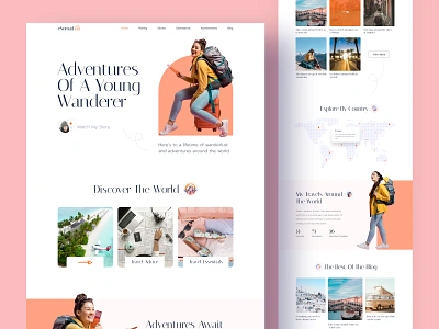 eNomad - Personal Travel Blog Template agency app blog booking design hotel illustration personal personal travel shop template tour tourism travel travel agency travel blog travel guide ui ux wensite