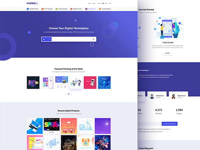 Marketly - Digital Marketplace PSD Template design illustration psd template ui ux vector