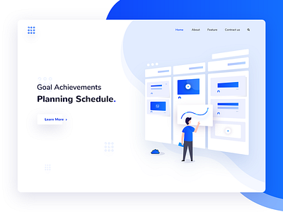 Task Management Landing Page banner creative gradient icon illustration template typography ui ux vector