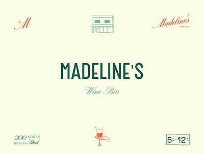 Madeline's Wine Bar branding florida illustration logo resturant wine wine glass winebar