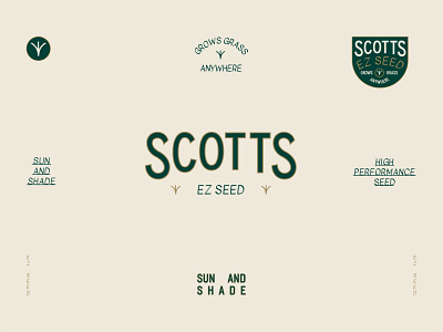 Scotts EZ Seed brand brand identity brand suite branding grass logo outdoor sun typography