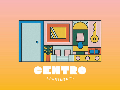 Centro Apartments apartment apartments branding house housing illustration illustration art illustrative living logo