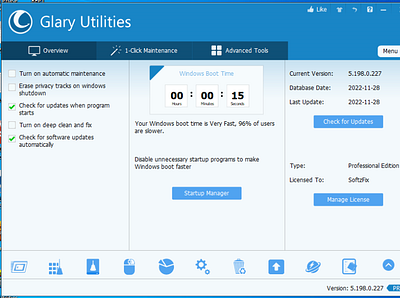 Glary Utilities Pro Product Key 5.198.0.227 + License Crack system protector