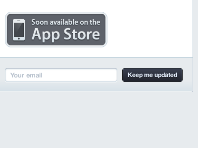 App Store badge and Newsletter form iphone newsletter