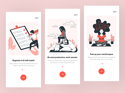 Task manager App Onboarding Screens app intro screens task list task management app task manager to do to do app todo list ui walkthrough