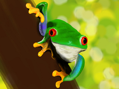 Green is Frog! Frog is Green!! :P digital painting frog green green frog painting photoshop tablet wacom