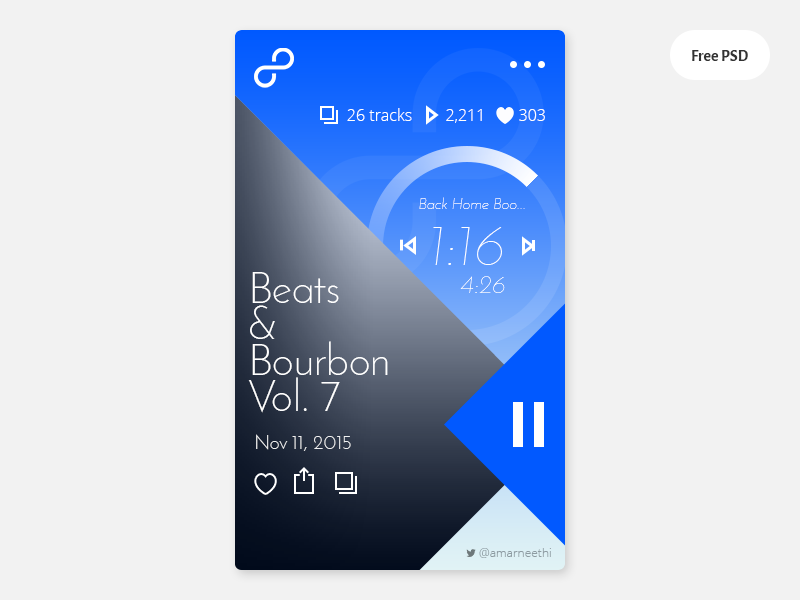 Music App PSD psd free freebie mobile app 8tracks music