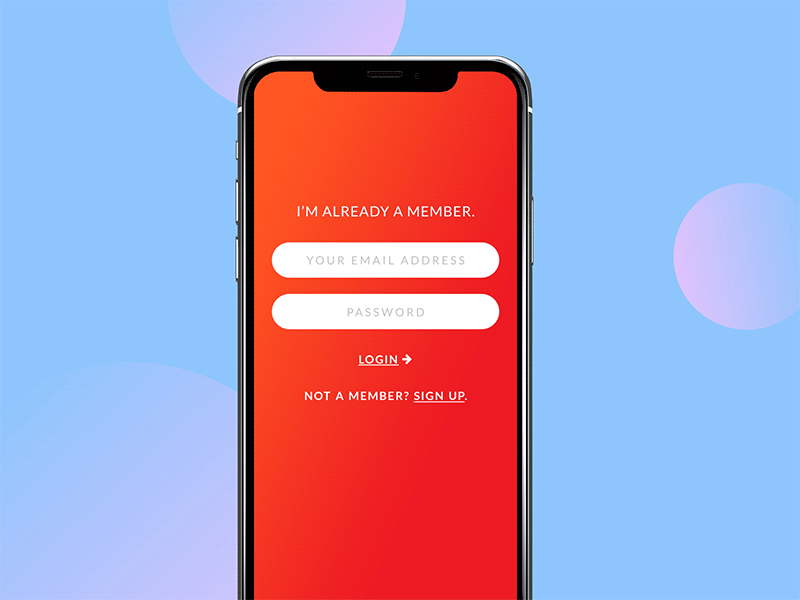 Login animated animated ui app design fluent design material design ui boomerang ui design web design