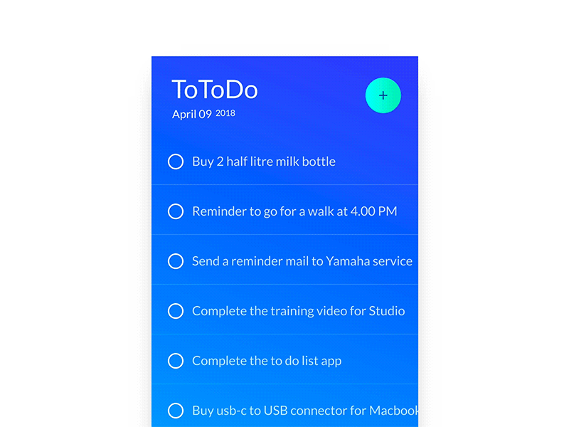 ToTodo animated animated ui app design fluent design invision studio material design ui boomerang ui design web design