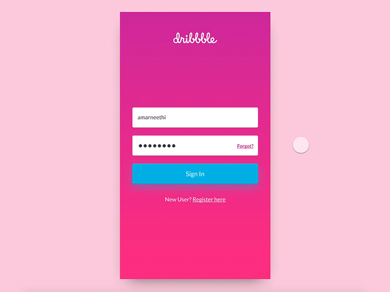 Dribbble Login - Made in Invision Studio