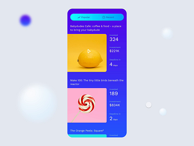 Crowd Funding App animated animated ui app design fluent design invision studio material design ui boomerang ui design