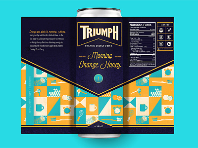 Triumph Energy Drink (Morning) beverage bottle energy drink honey icon iconography orange organic packaging pattern soda