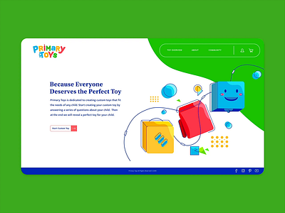 Primary Toys Landing Page adobexd animation custom illustration toy toy design ui ux webdesign